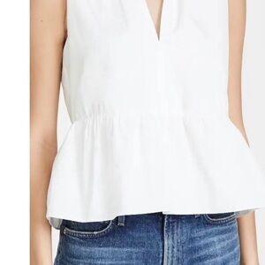 Amanda Uprichard White Ruffle-Neck Sleeveless Poplin Tunic NWT